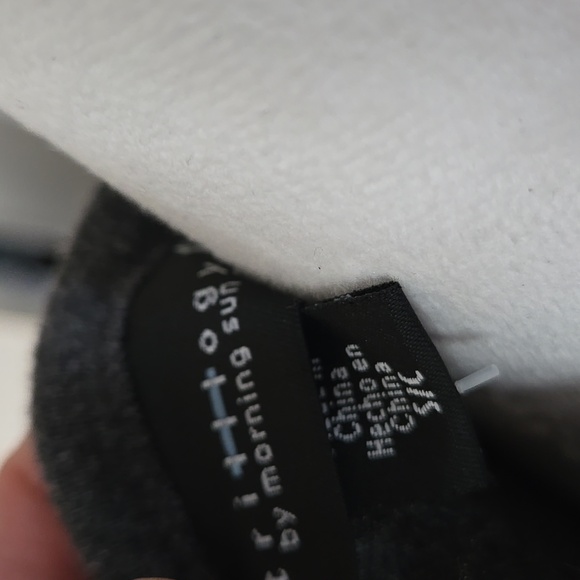 Charcoal Gray Women's Top with Blue and White Embellishments - Picture 6 of 9